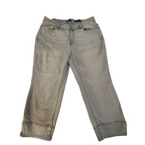 J.Jill Womens Jeans Sz 16 Petite Cropped Fringed Hem Stretch Light Wash Straight